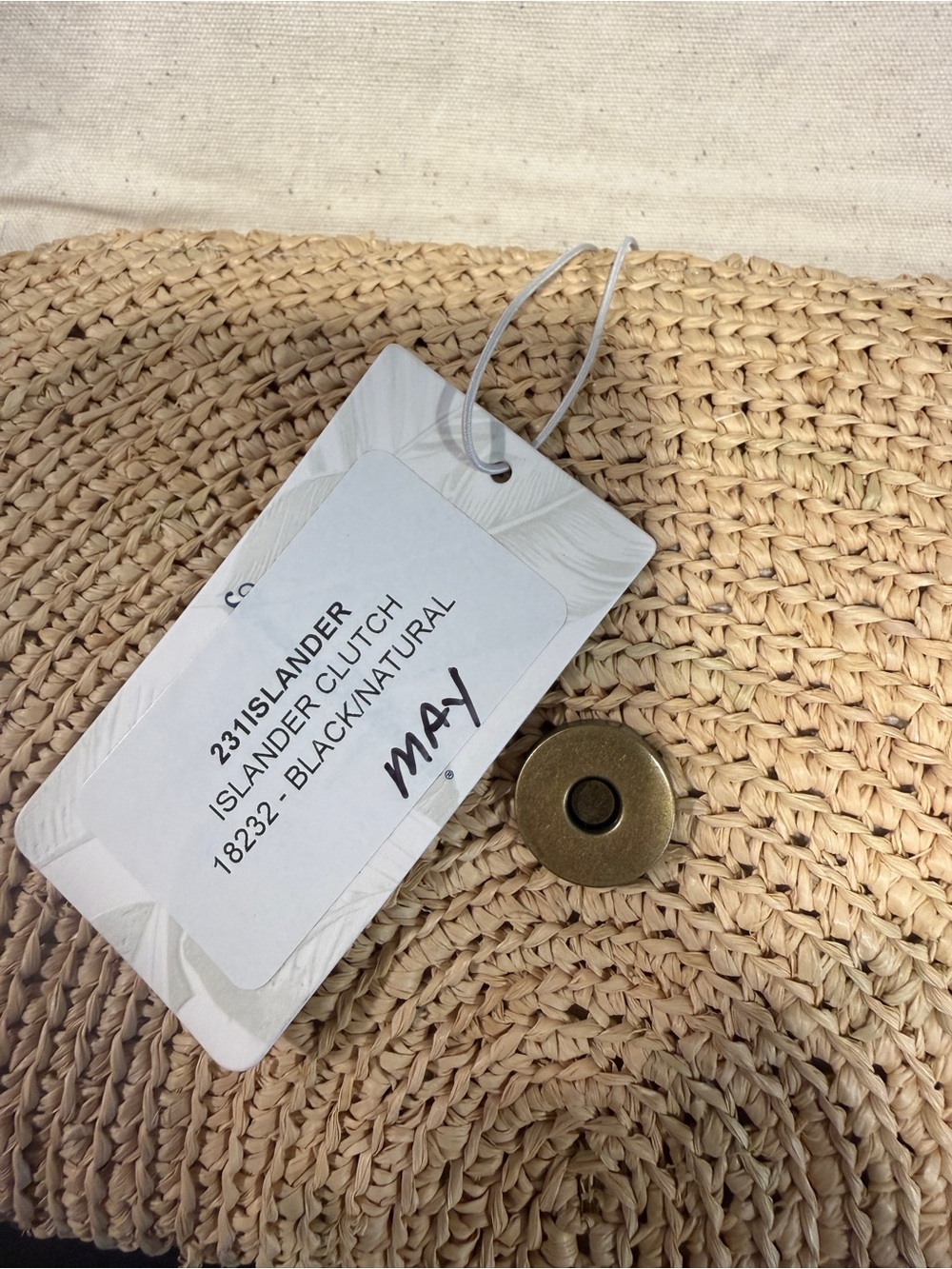 NWT Tommy Bahama Islander Raffia Clutch Black Natural Woven Boho Resort New - Picture 10 of 11